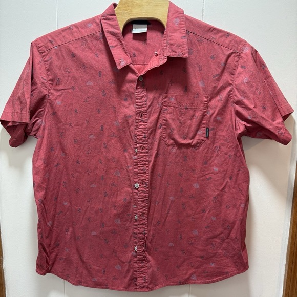 Columbia Other - Columbia Red Beach Print Classic Fit Short Sleeve Shirt Size XXL 2XL‎